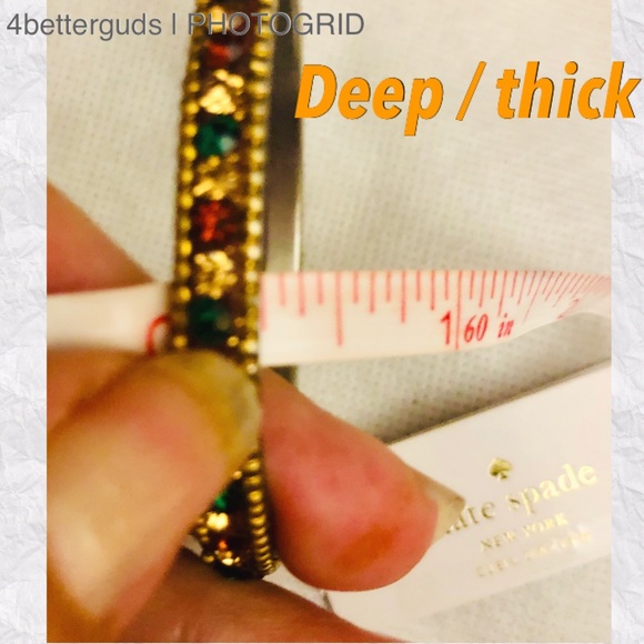 RARE Kate Spade Gold Gems Cubic Zirconia Elegant Edge Bangle Bracelet Petite New - Picture 11 of 16
